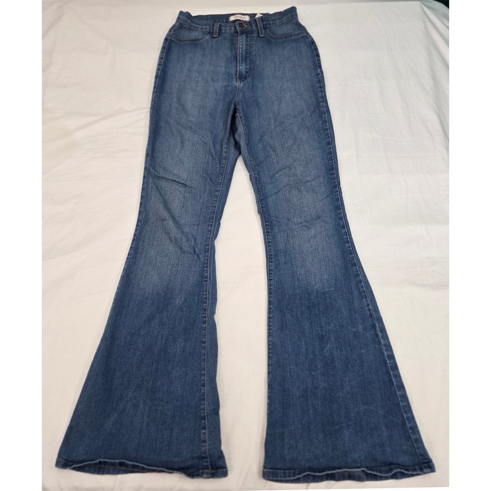 Vibrant M.i.U. USA Made High Rise Bell Bottom Jeans 9 W28x32 Flare Stretch Denim